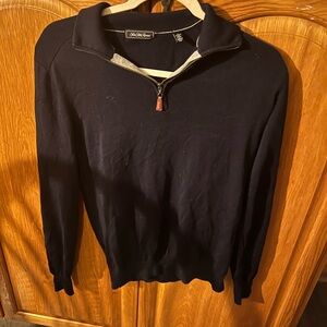 Saks Fifth Avenue Men's Navy Blue quarter zip sweatshirt